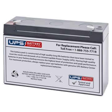 EMERGI-LITE 6V 12Ah 6KSM3 Battery with F1 Terminals